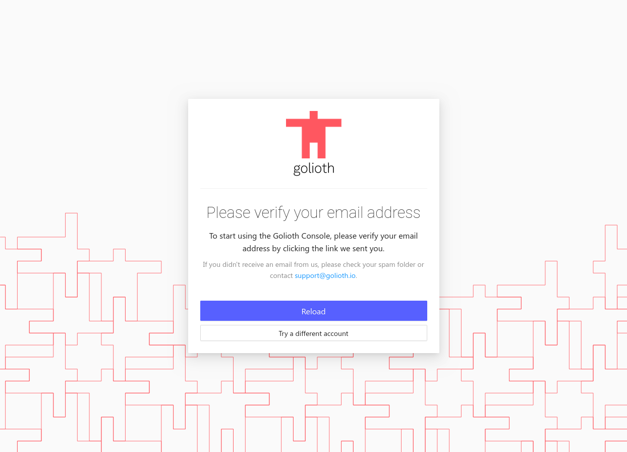 Golioth console verify email