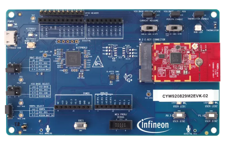 The Infineon AIROC™ CYW20829 Bluetooth® LE evaluation kit (CYW92089M2EVK-02)!