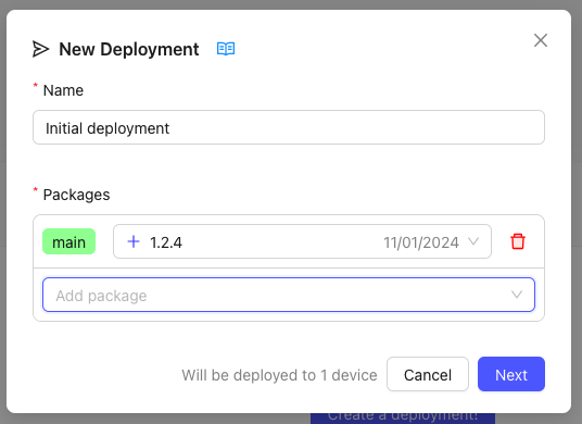 Create a Deployment in the Golioth
Console