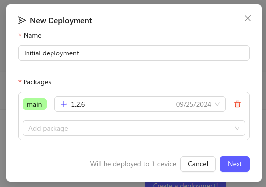 Create a Deployment in the Golioth
Console