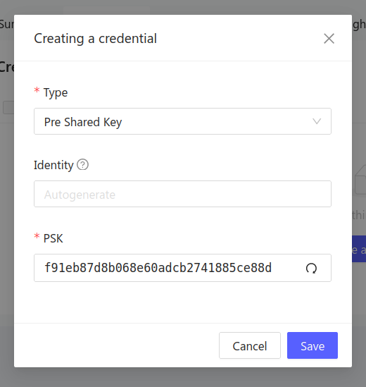 Generating a new PSK credential