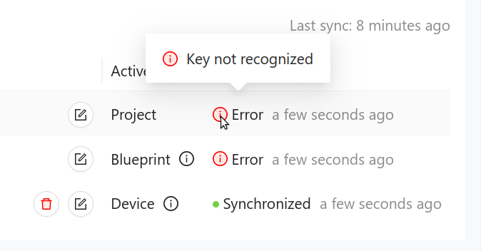 Settings sync status