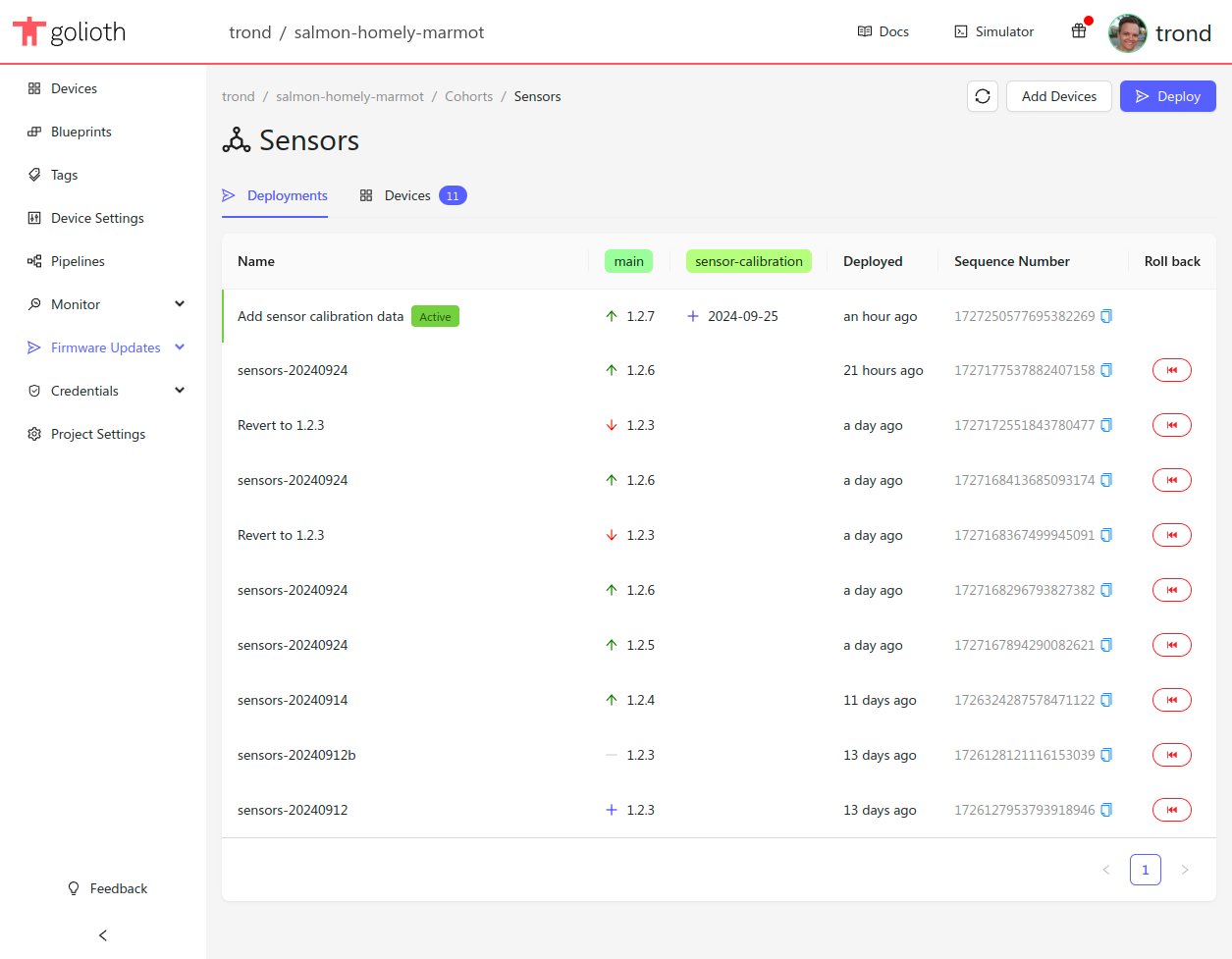 Deployment History